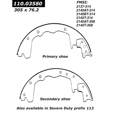 Centric Parts Riveted Brake Shoes, 112.03580 112.03580